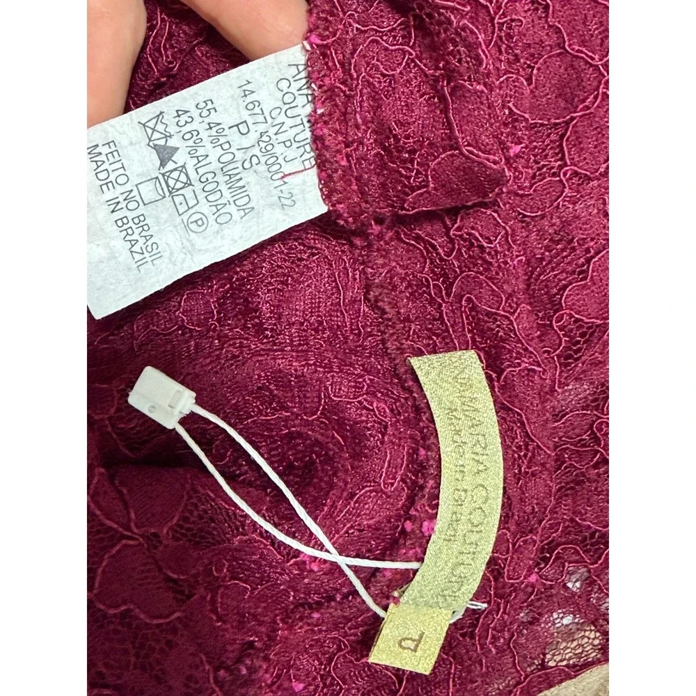 Anamaria Couture Burgundy Floral Lace 2 Piece Mermaid Maxi Skirt Set Size P S